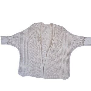 Maurices Cardigan 2X Cream Textured Center Cable Panel Cable Knit Cocoon Sleeve